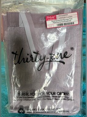 Thirty-One Small essential storage tote Purple Crosshatch NWT